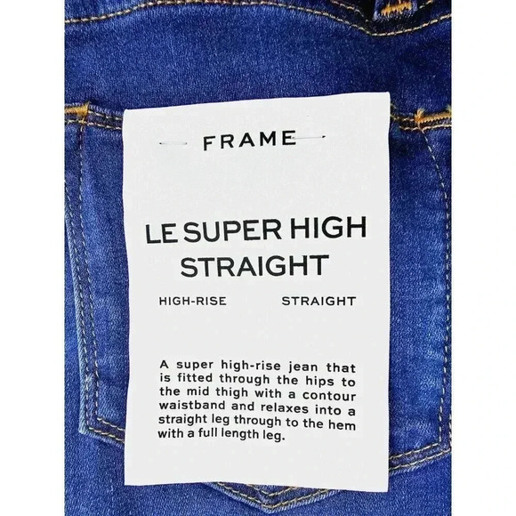 Frame Size 24X30 Women's Le Super High Straight Blue Denim 5 Pocket Jeans NWT - Picture 5 of 16